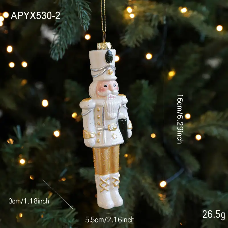 White and green snowflake Santa plastic hanging ornament