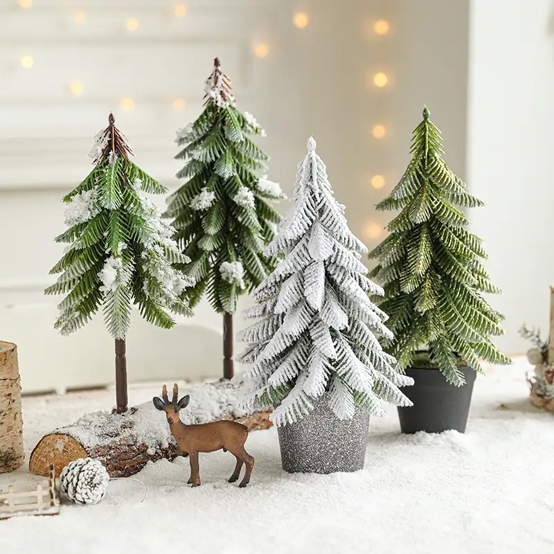 聖誕噴雪迷你小樹桌面擺件