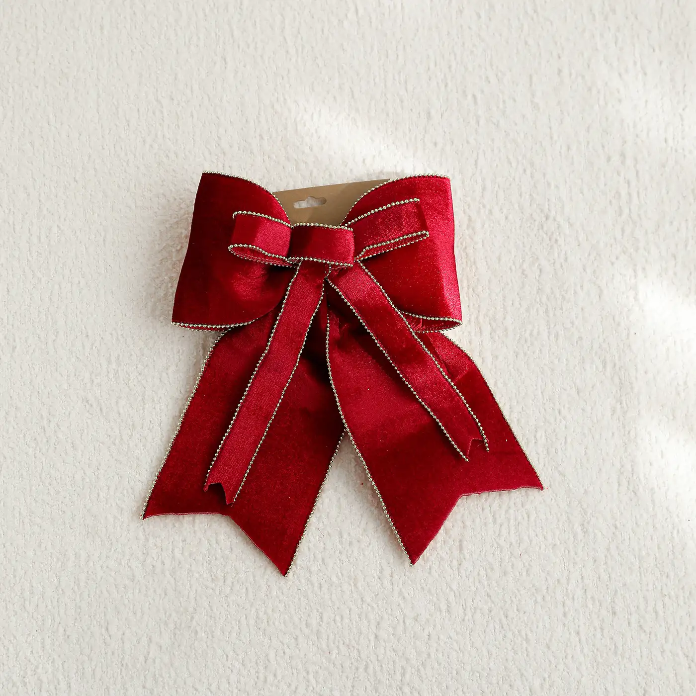 紅色絲絨蝴蝶結聖誕樹掛飾