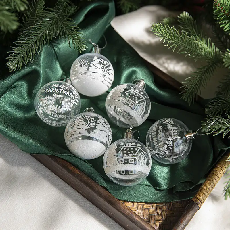 Transparent Acrylic Painted Christmas Ball Hanging Ornament
