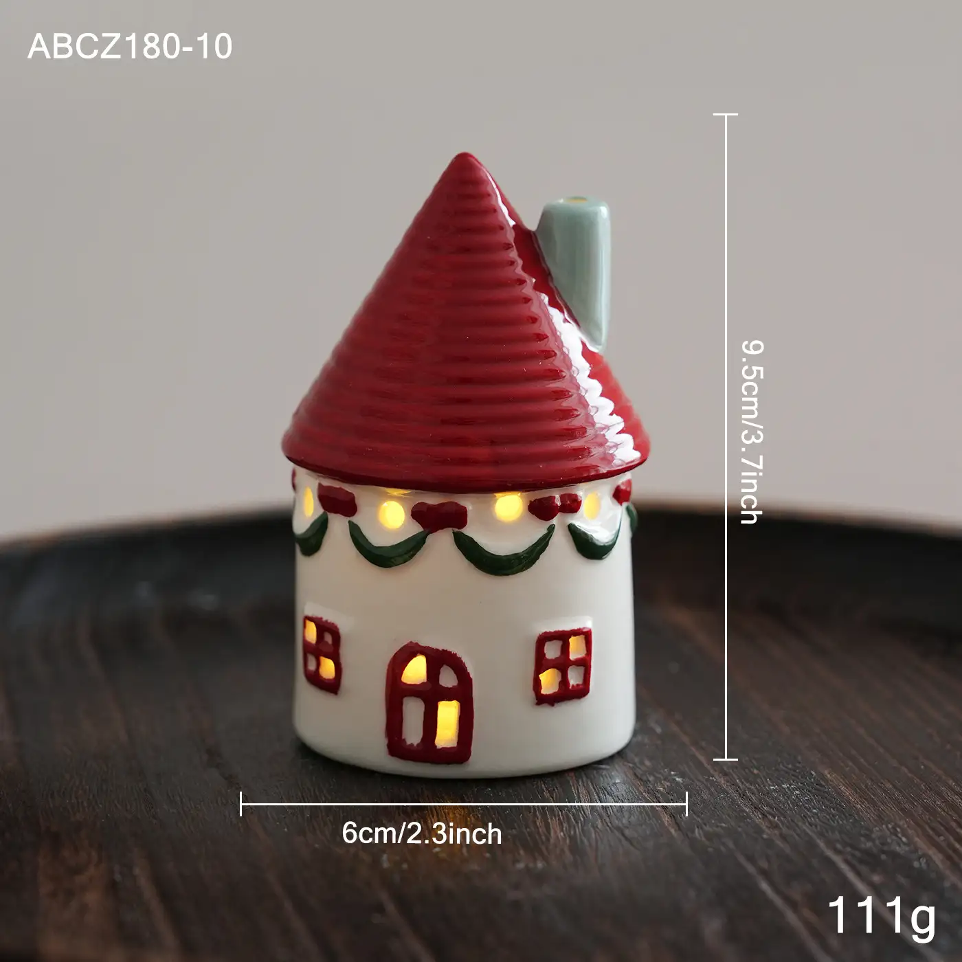 Painted Ceramic Lighted Christmas House Tabletop Ornament