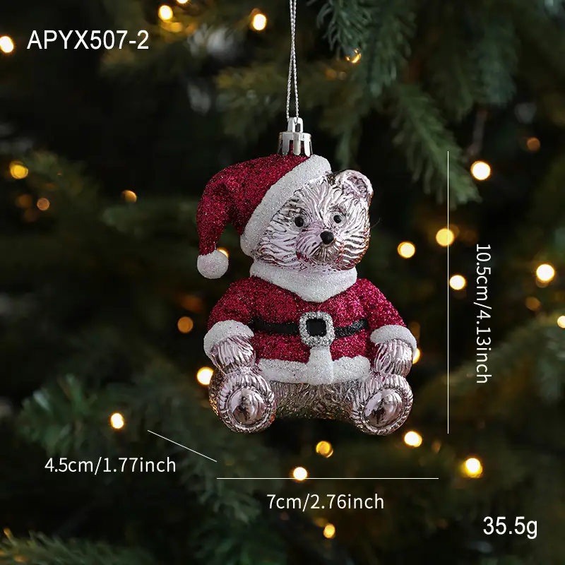 Red Cartoon Teddy Bear Christmas Window Hanging Ornament
