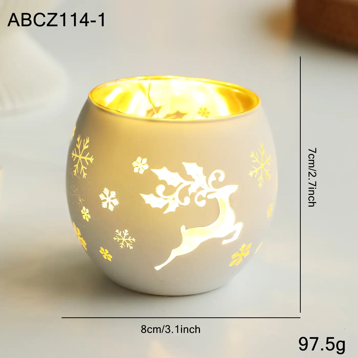 Christmas light-up glass electronic candle holder ornament