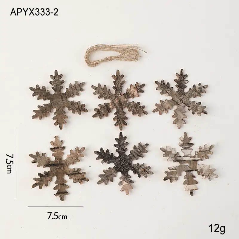 原木聖誕掛飾雪花麋鹿家居裝飾