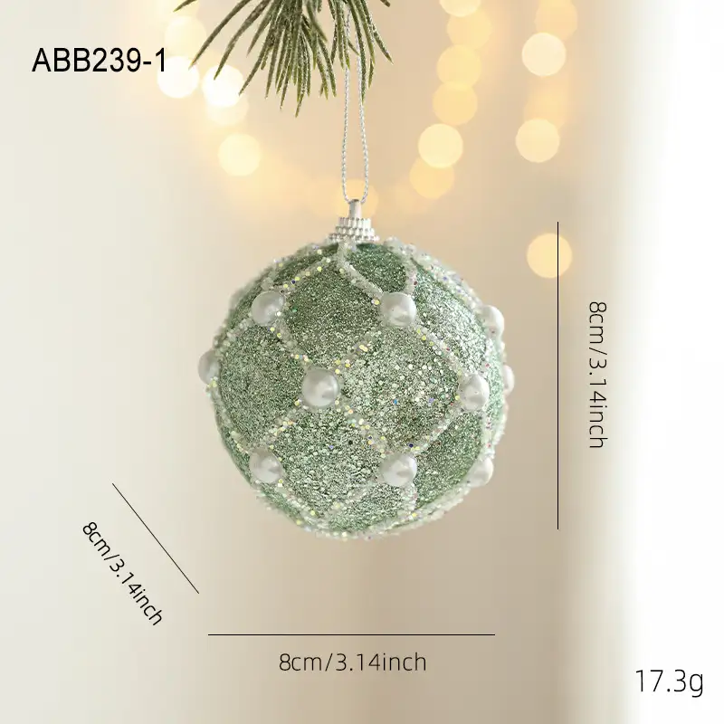Green Glitter Foam Christmas Hanging Ball Ornament