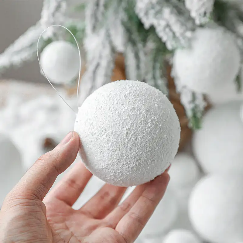 White Foam Snowball Christmas Tree Hanging Ornament