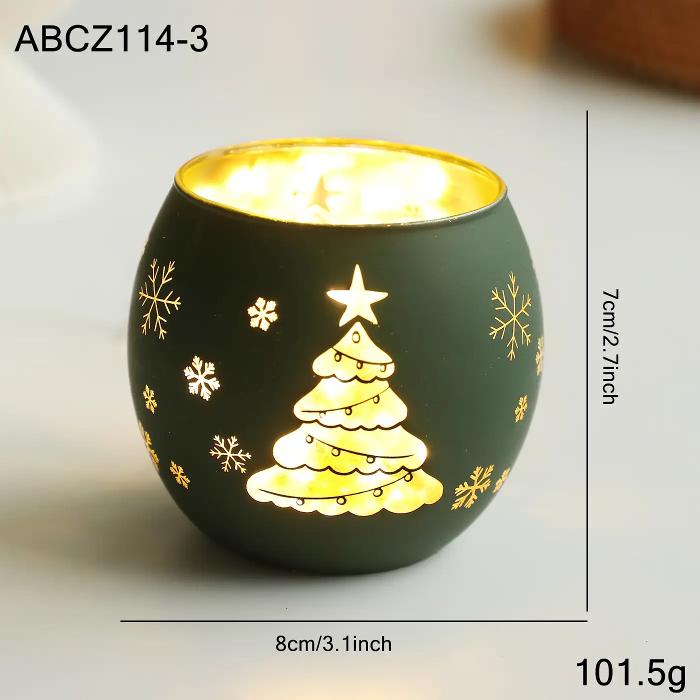 Christmas light-up glass electronic candle holder ornament