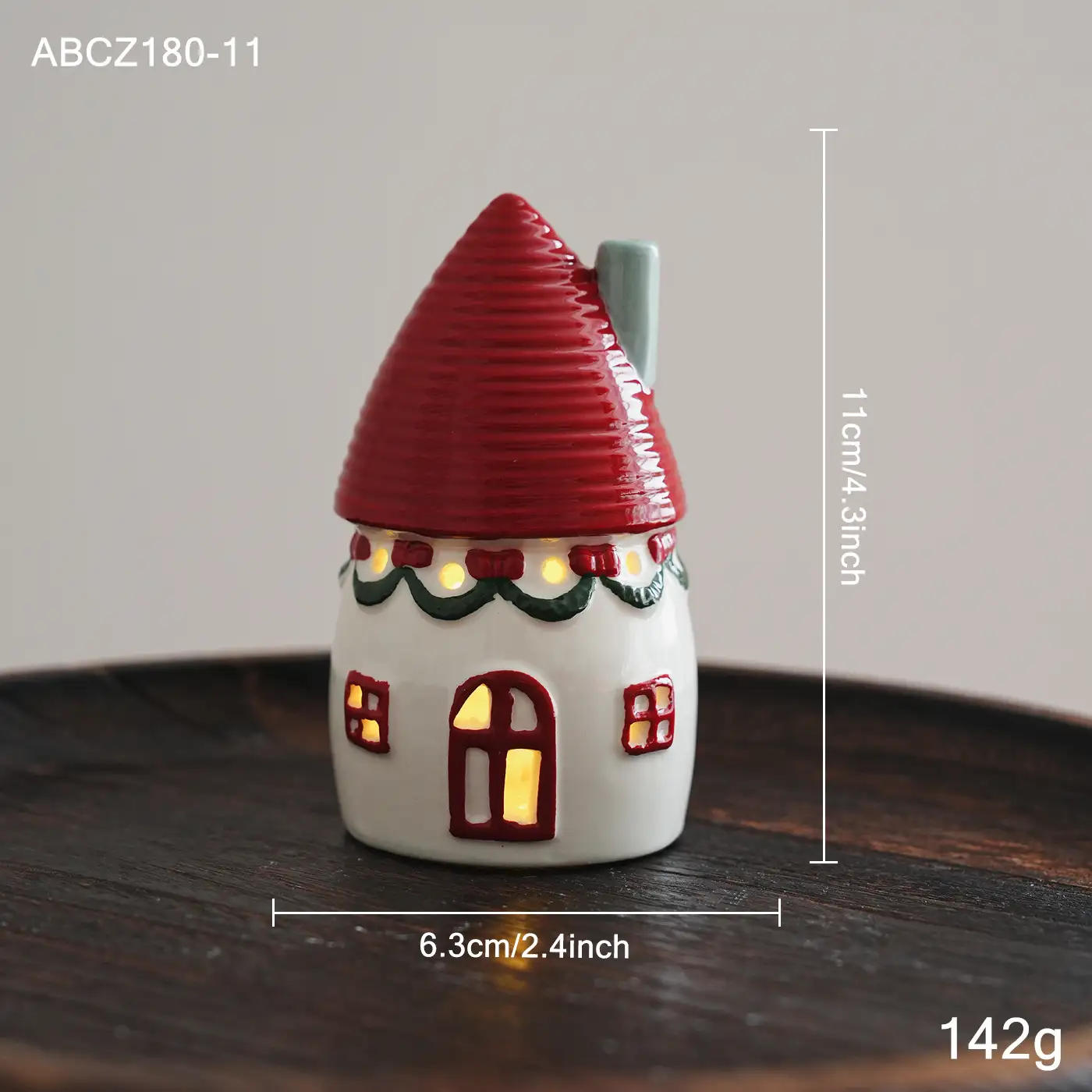 Painted Ceramic Lighted Christmas House Tabletop Ornament