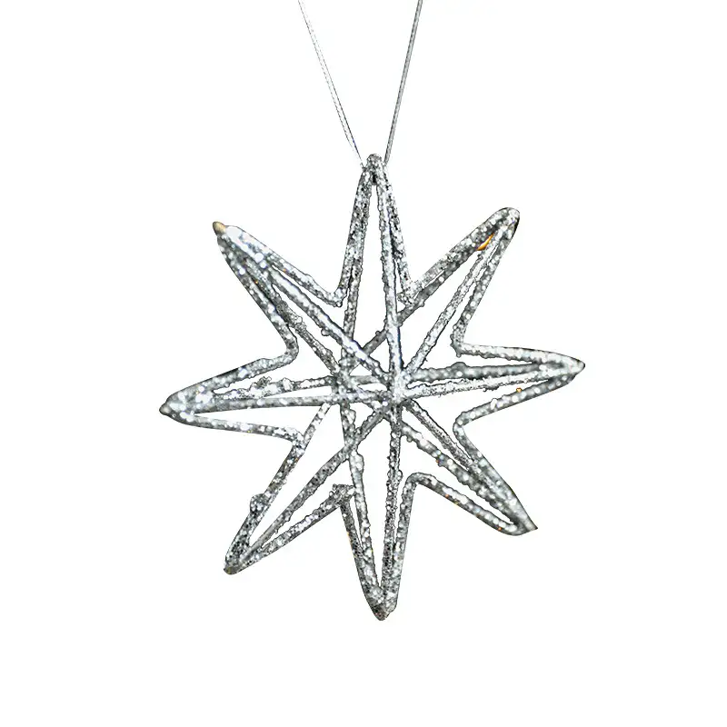 Ironwork Silver Glittered Burst-Star Christmas Ball Ornament