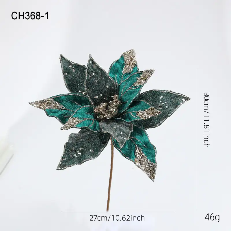 27cm絨布金粉聖誕仿真花裝飾
