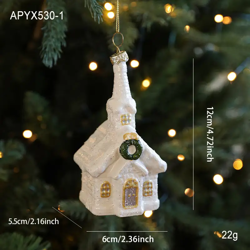 White and green snowflake Santa plastic hanging ornament