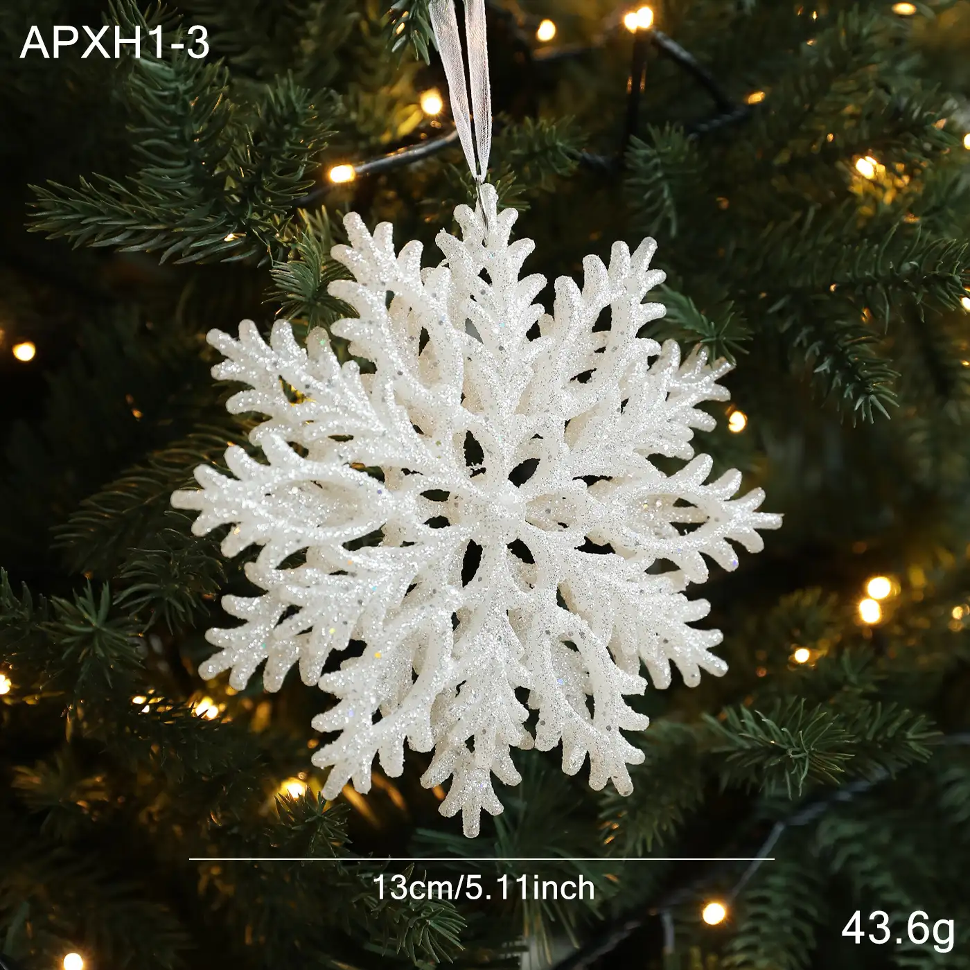 Double-sided gold-glitter 3D openwork snowflake Christmas tree ornament