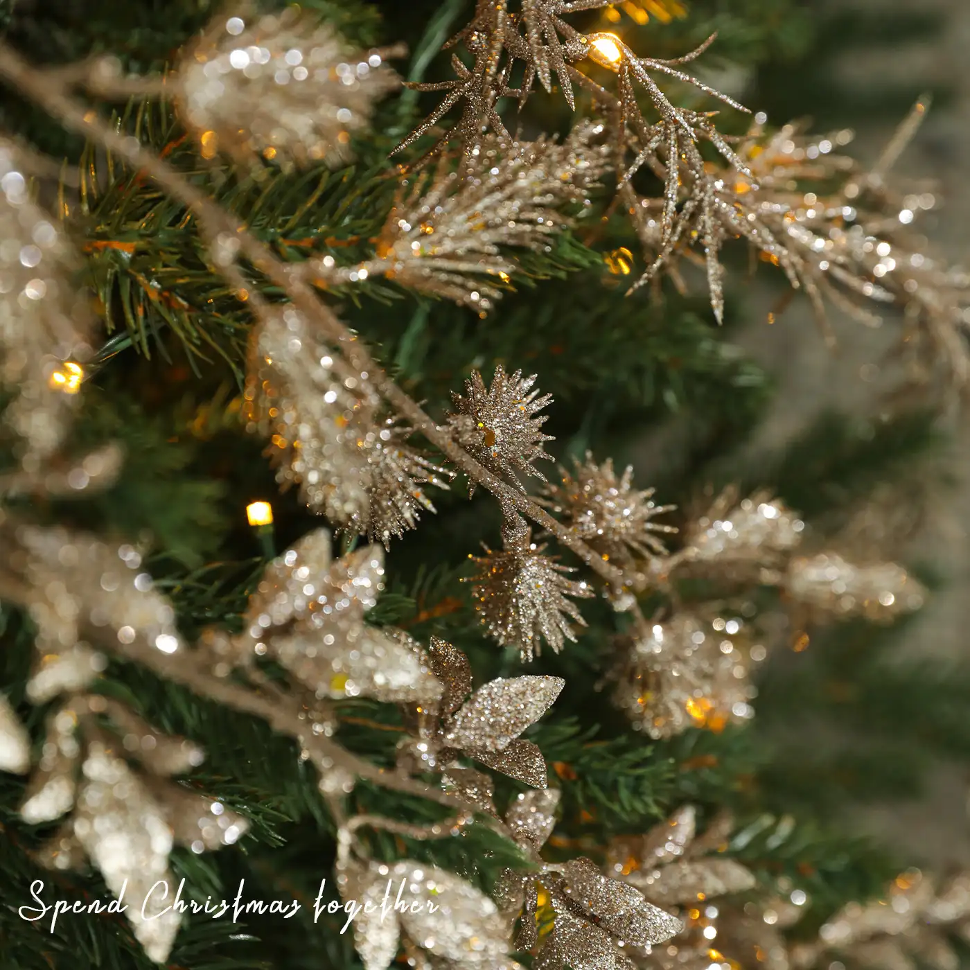 Champagne White Gold Glitter Christmas Vine Decorative Branch