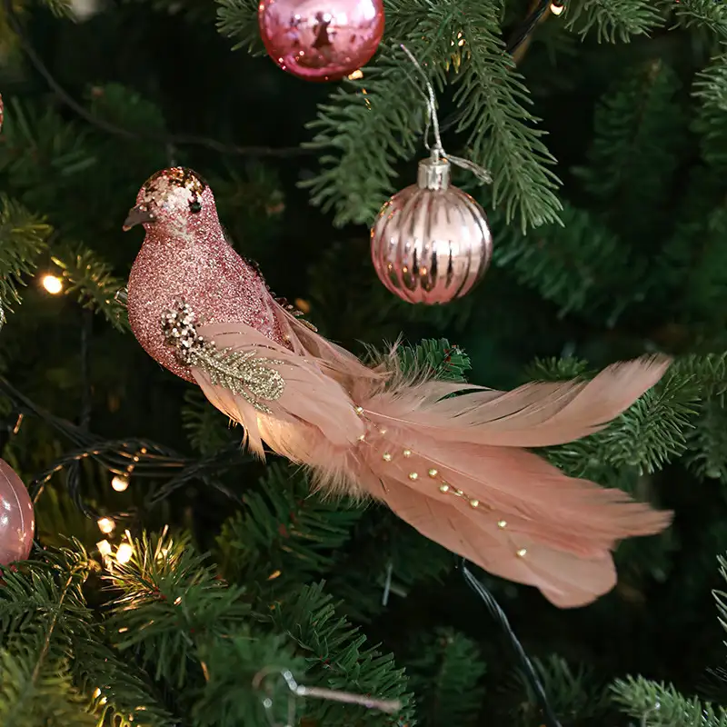 Realistic Small Colorful Feather Bird Hanging Ornament for Christmas Tree and Garden Decoration