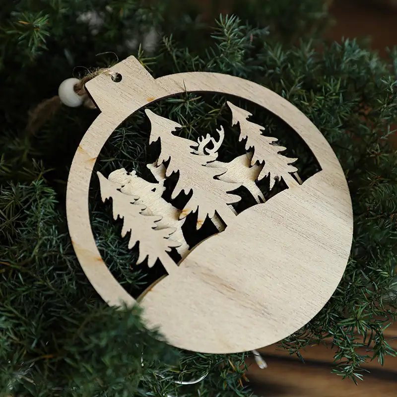 Natural Wood Color Irregular Christmas Tree Ornaments