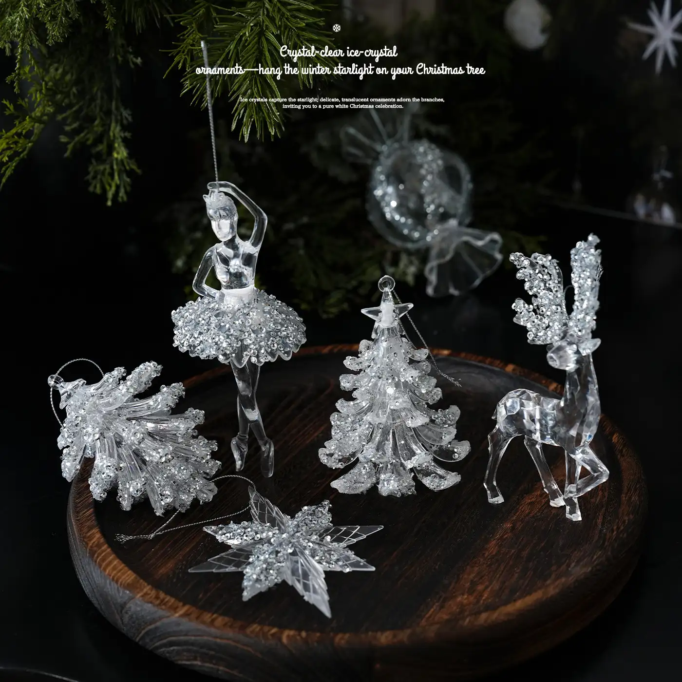 Transparent Acrylic Christmas Reindeer Hanging Ornament