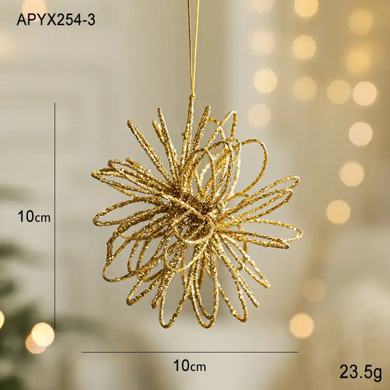 Gold Glitter Novelty-Shaped Christmas Ball Hanging Ornaments Holiday Decoration
