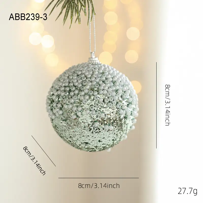 Green Glitter Foam Christmas Hanging Ball Ornament