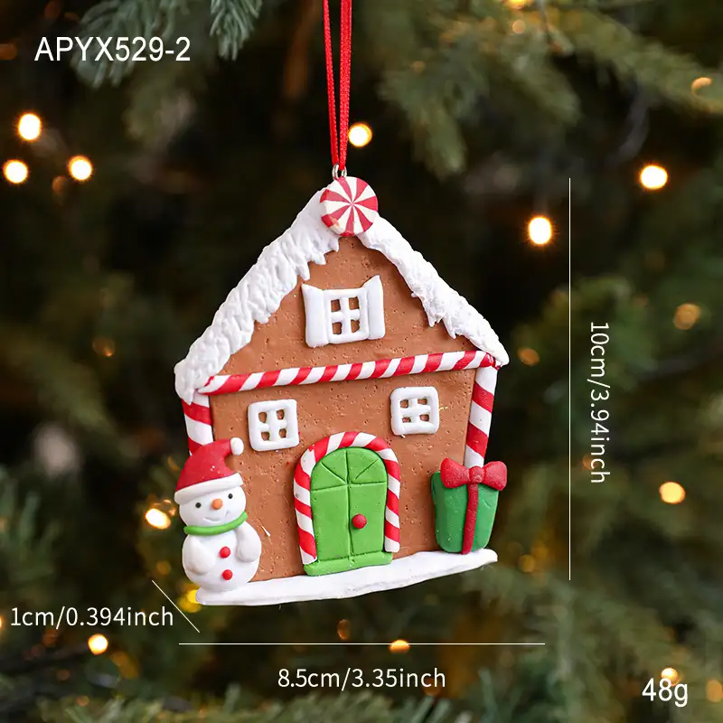 Vintage Cute Polymer Clay Gingerbread House Christmas Ornament
