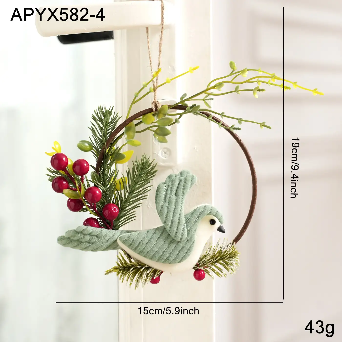 Christmas Plush Bird Wreath Ornament