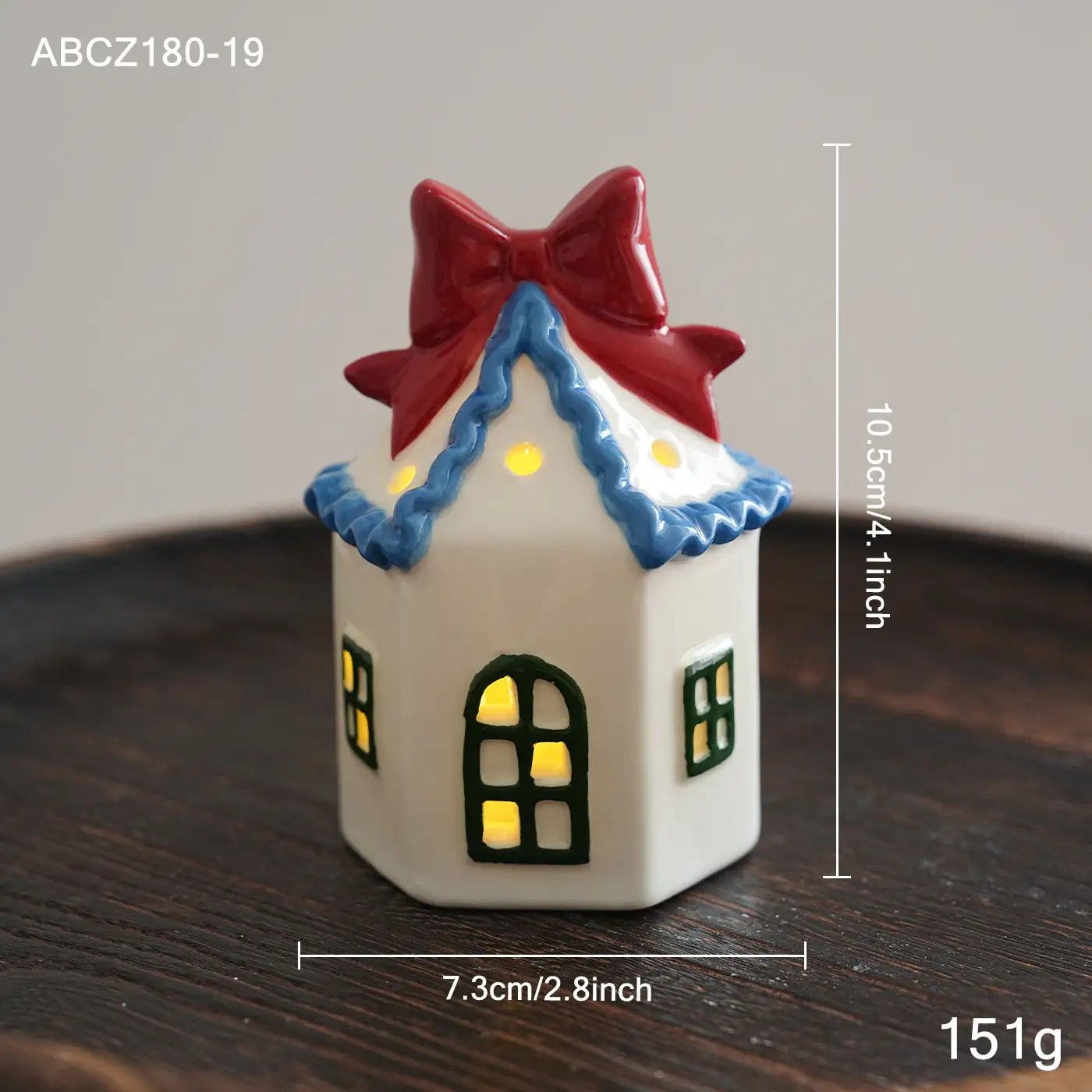 Painted Ceramic Lighted Christmas House Tabletop Ornament