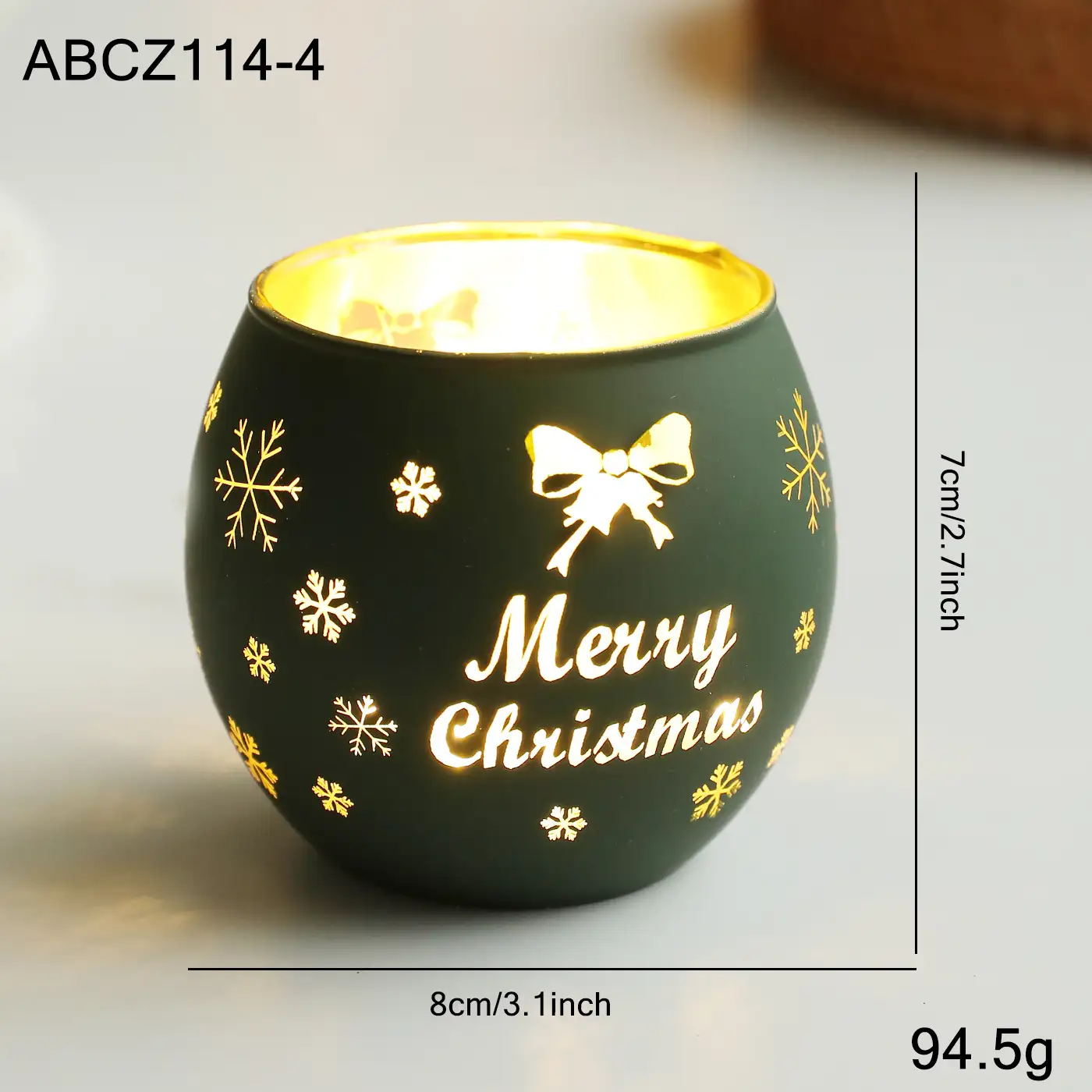 Christmas light-up glass electronic candle holder ornament