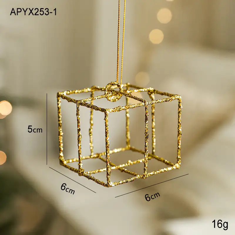 Gold Glitter Novelty-Shaped Christmas Ball Hanging Ornaments Holiday Decoration