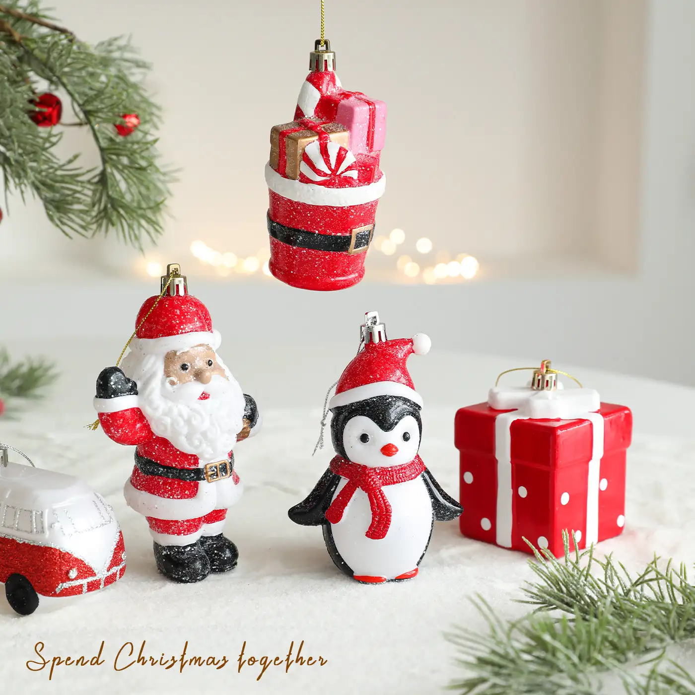 Red and White Plastic 3D Cartoon Christmas Hanging Ornament