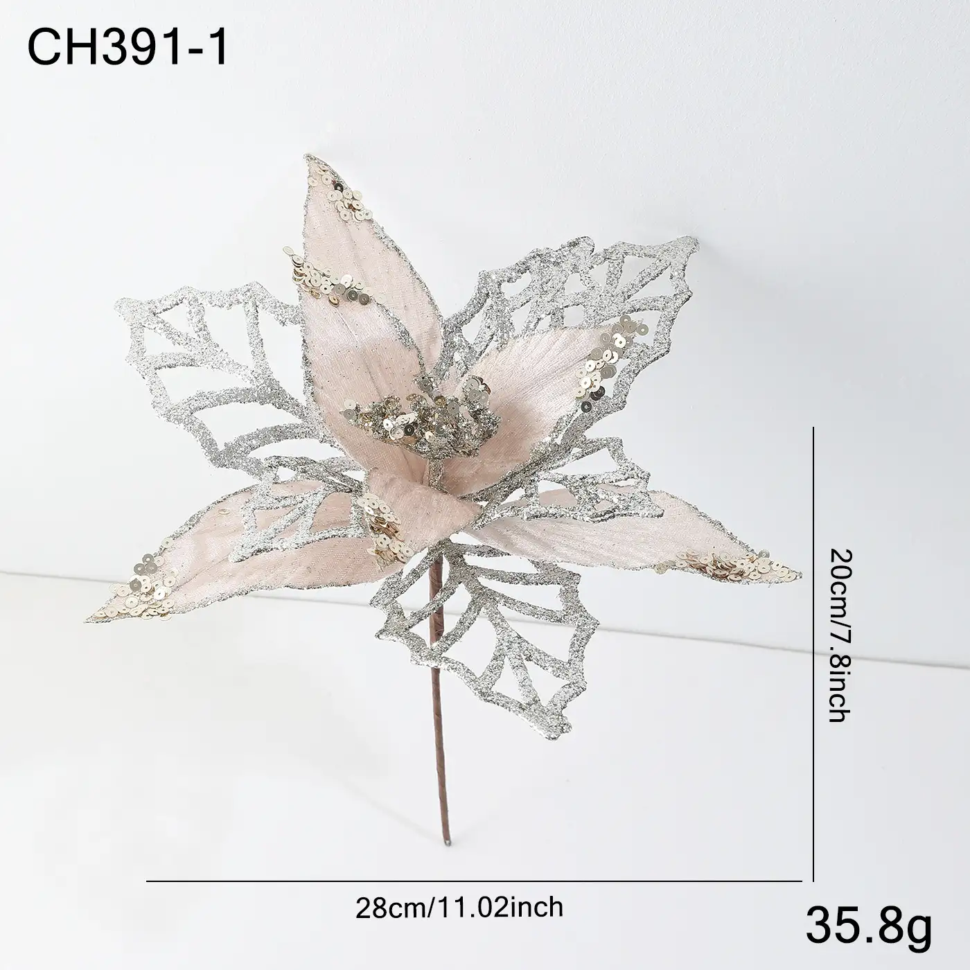 鏤空金粉布藝聖誕花