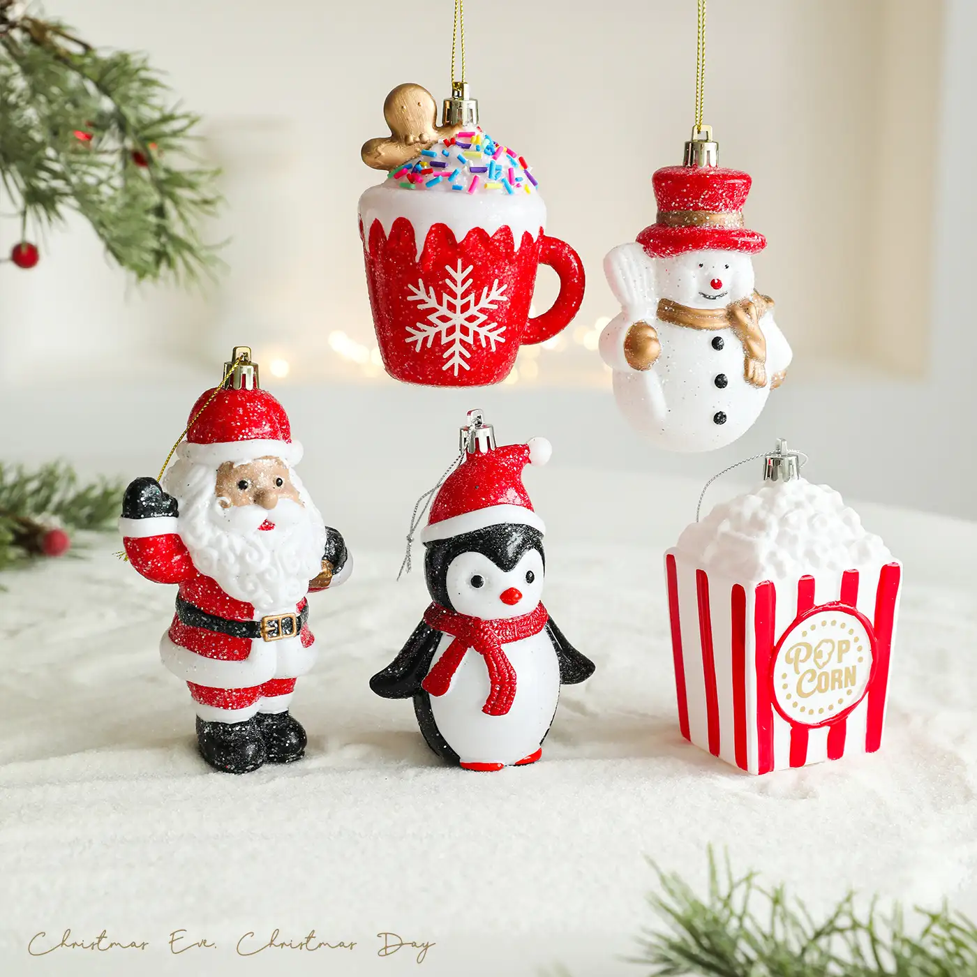 Red and White Plastic 3D Cartoon Christmas Hanging Ornament