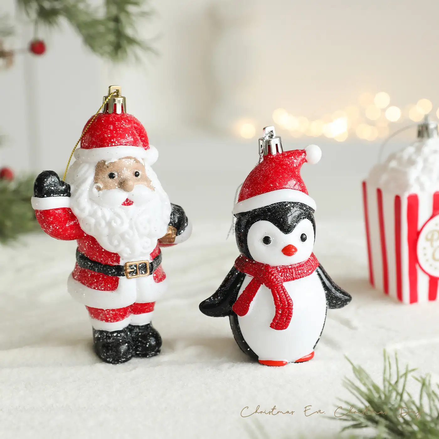Red and White Plastic 3D Cartoon Christmas Hanging Ornament