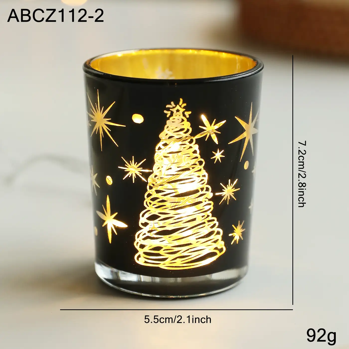 Christmas light-up glass electronic candle holder ornament