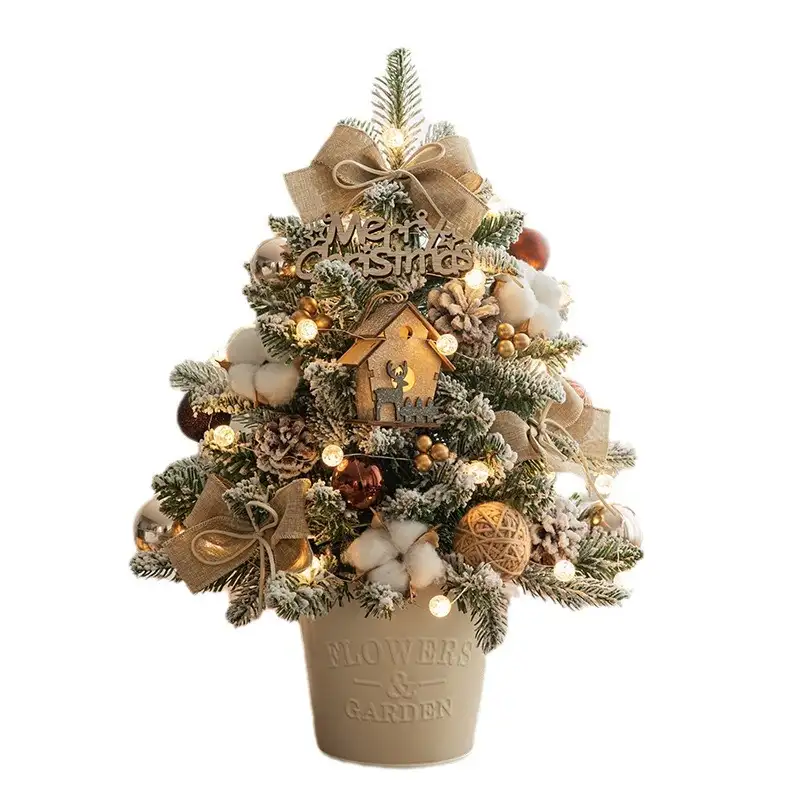 Mini desktop Christmas tree DIY kit with PE-reinforced iron bucket base