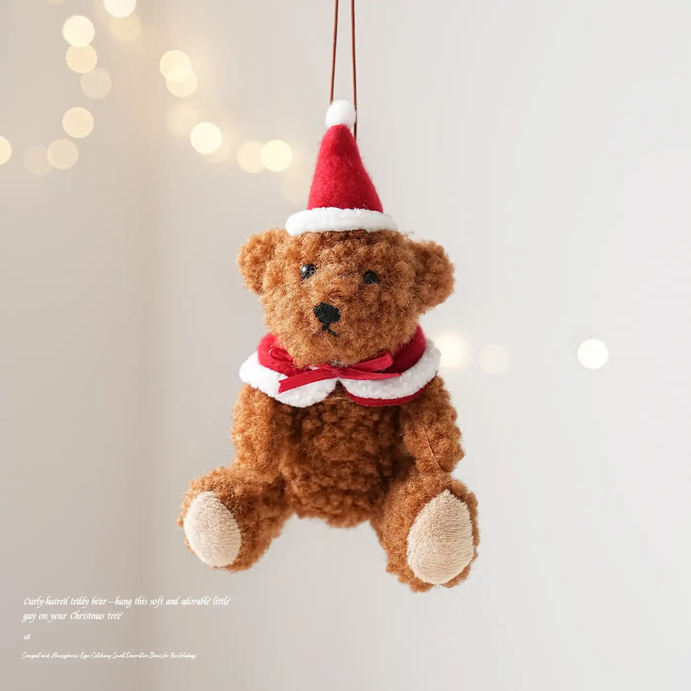 Brown Fabric Cape Teddy Bear Christmas Hanging Ornament