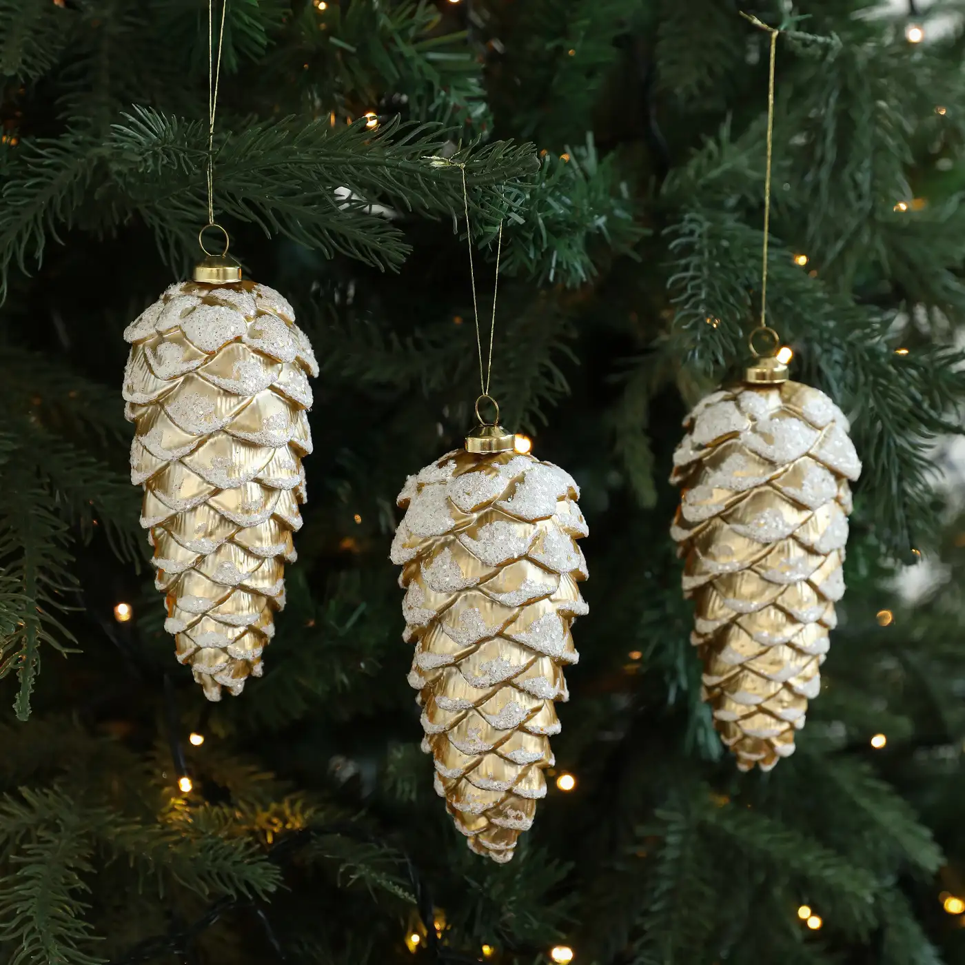 Vintage Gold & Silver Pinecone and Acorn Christmas Tree Ornaments