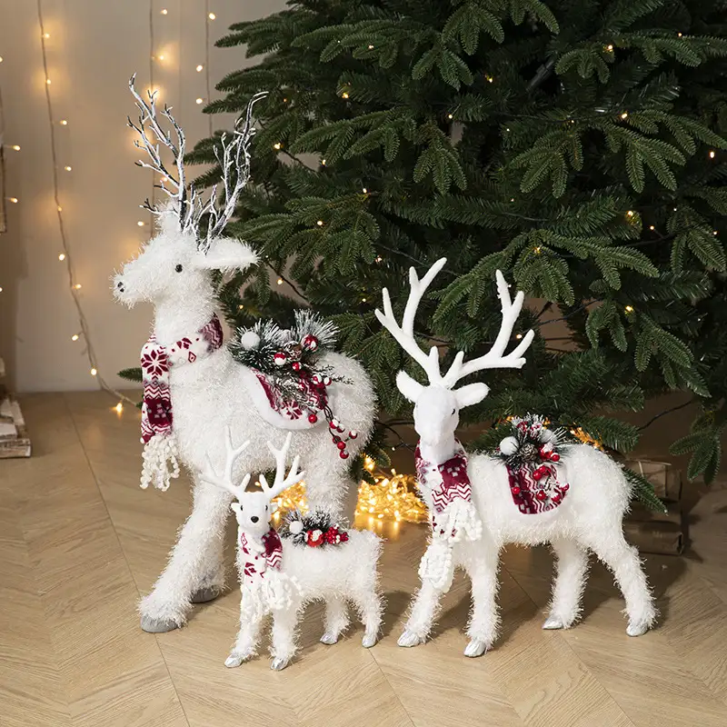 White Reindeer Christmas Figurine for Window Display