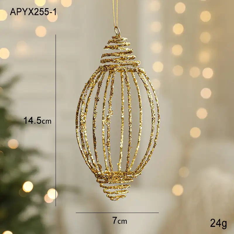 Gold Glitter Novelty-Shaped Christmas Ball Hanging Ornaments Holiday Decoration