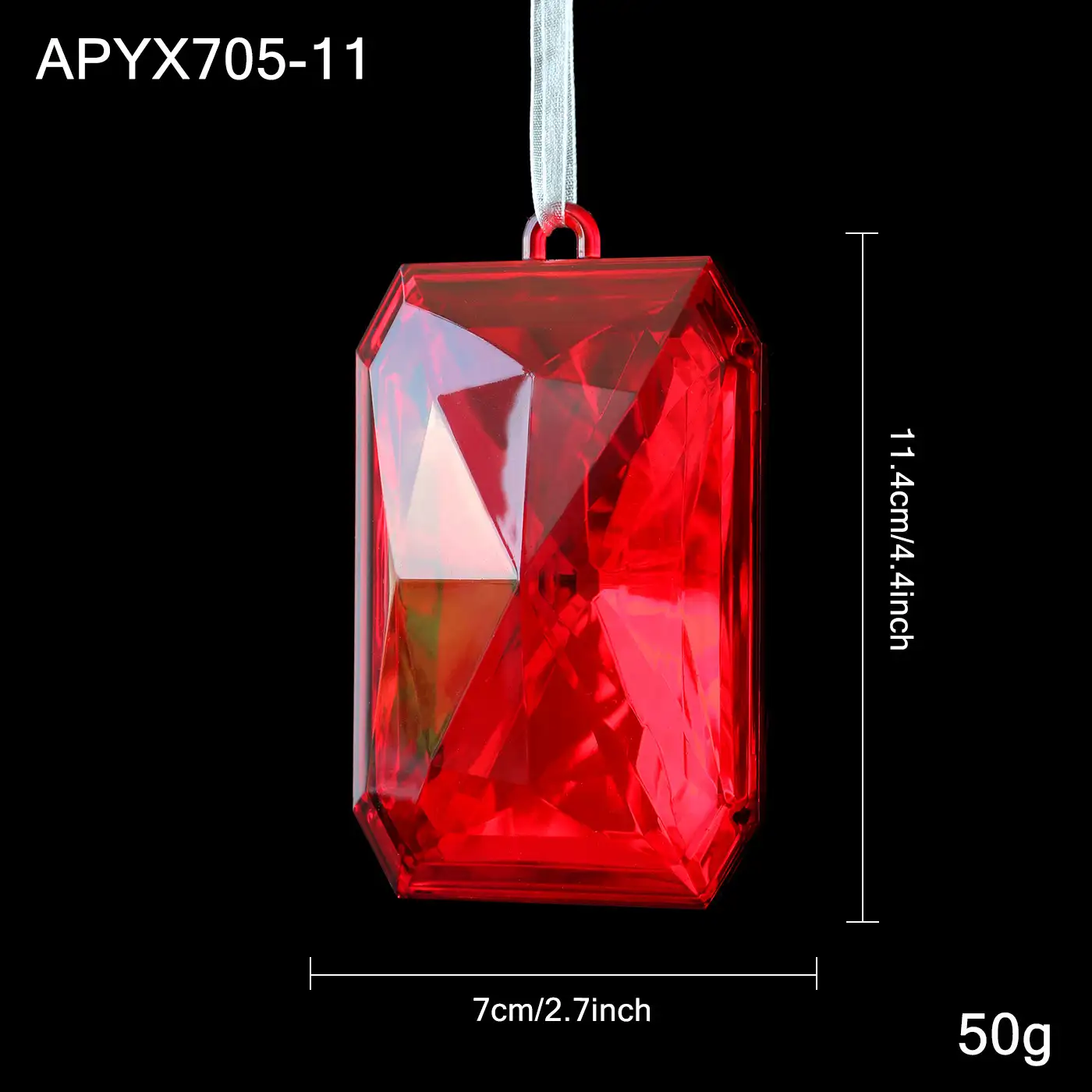 Red transparent snowflake Christmas hanging ornament