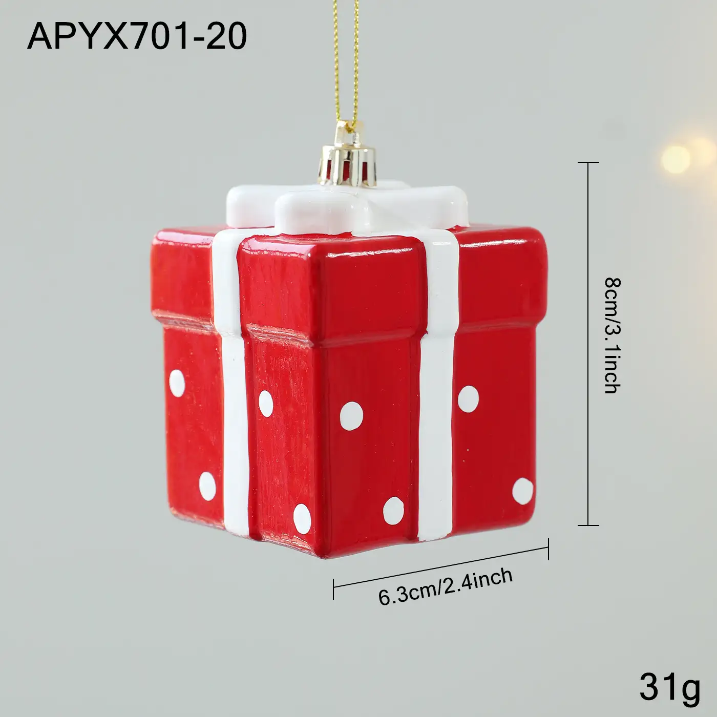 Red and White Plastic 3D Cartoon Christmas Hanging Ornament