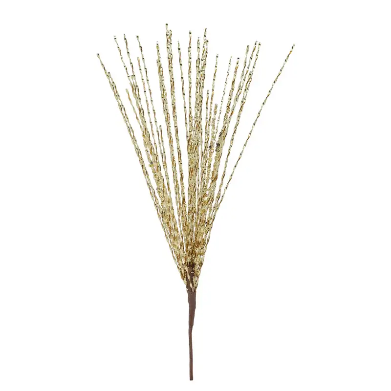 Gold Glitter Sequin Wheat Stalk Christmas Pick Decoration