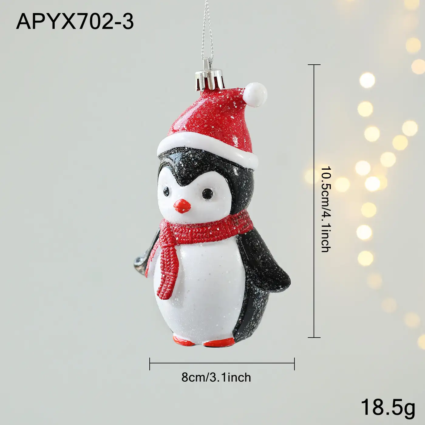 Red and White Plastic 3D Cartoon Christmas Hanging Ornament