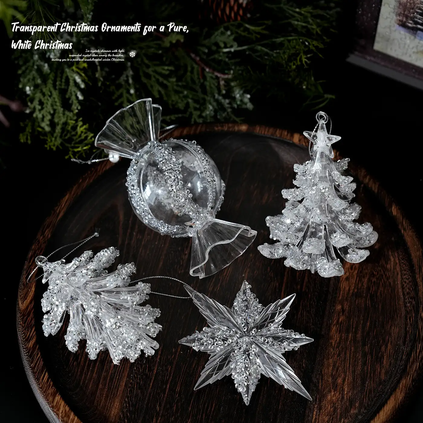 Transparent Acrylic Christmas Reindeer Hanging Ornament