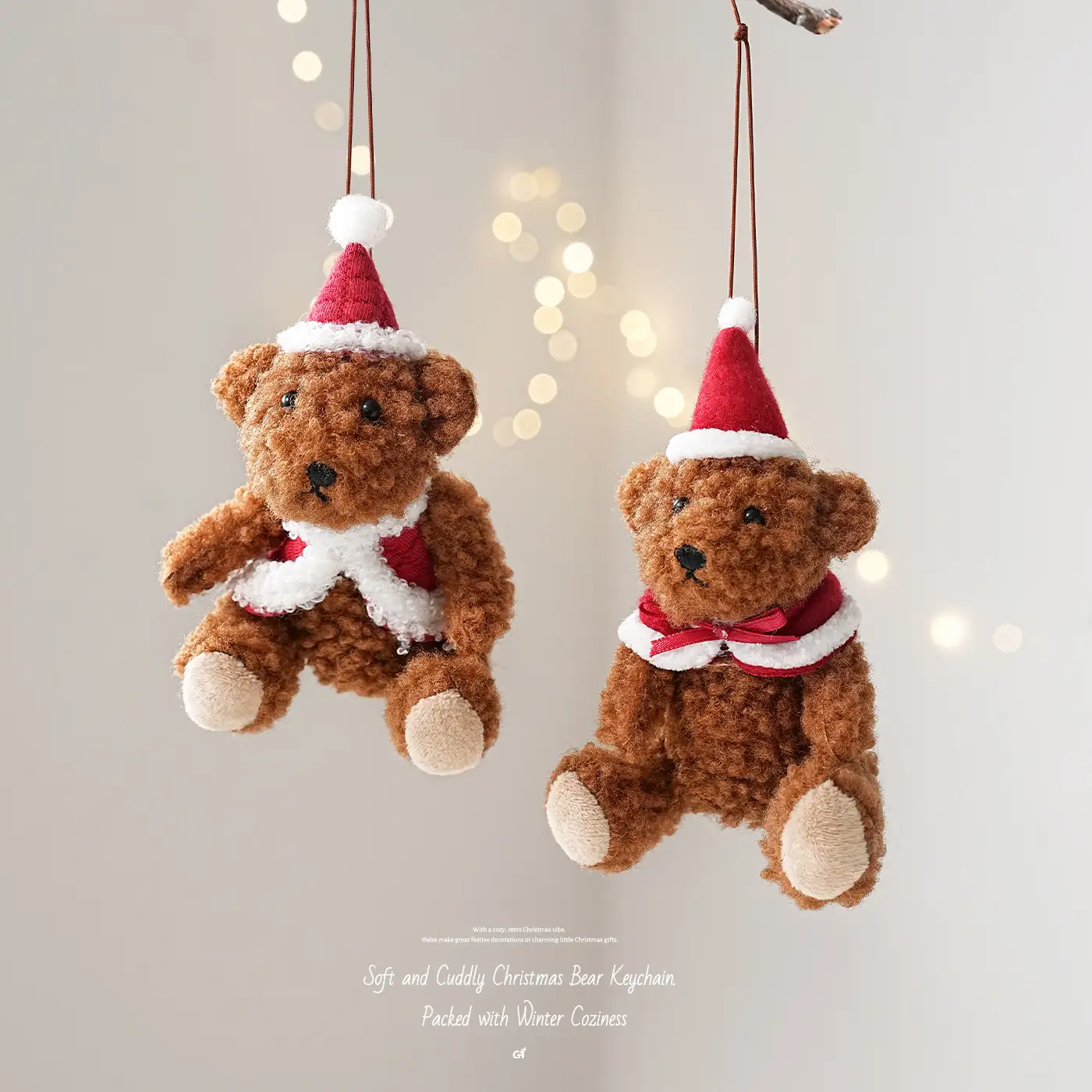 Brown Fabric Cape Teddy Bear Christmas Hanging Ornament