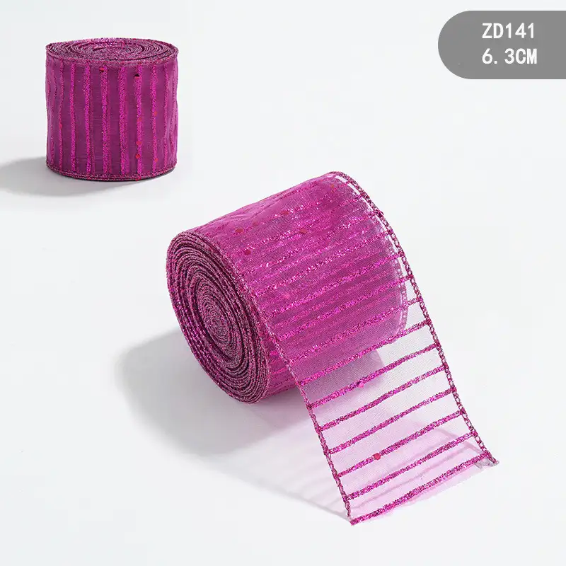 紗底金粉亮片聖誕絲帶200cm