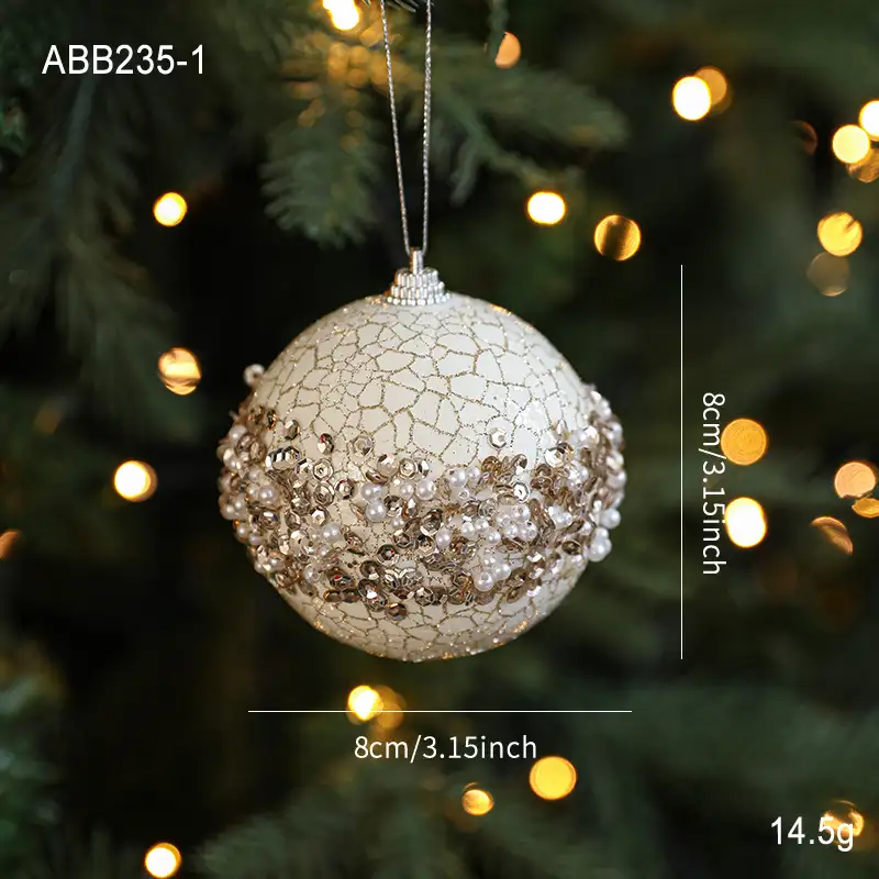 Gold Glitter Sequin Crackled Foam Christmas Ball Ornament