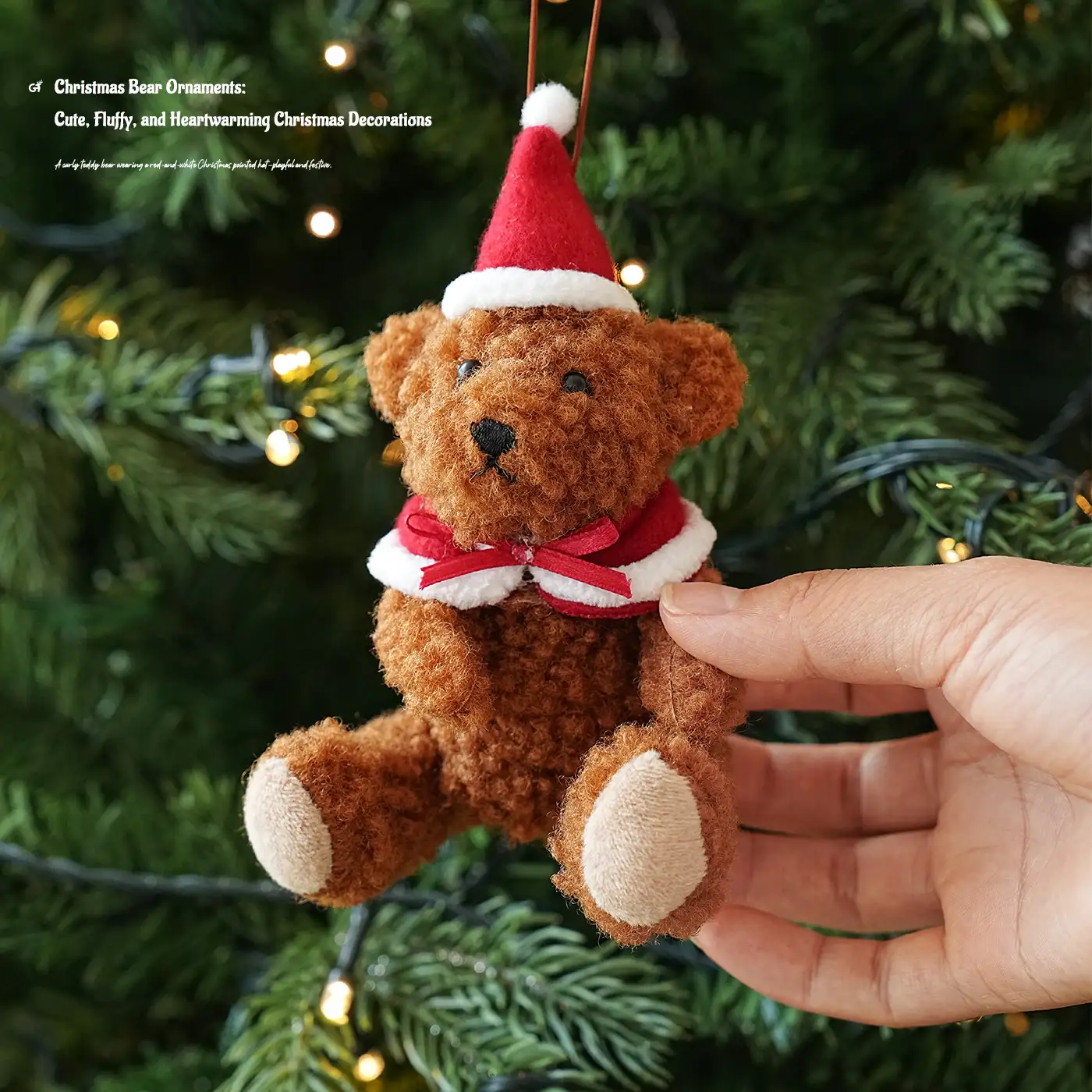 Brown Fabric Cape Teddy Bear Christmas Hanging Ornament