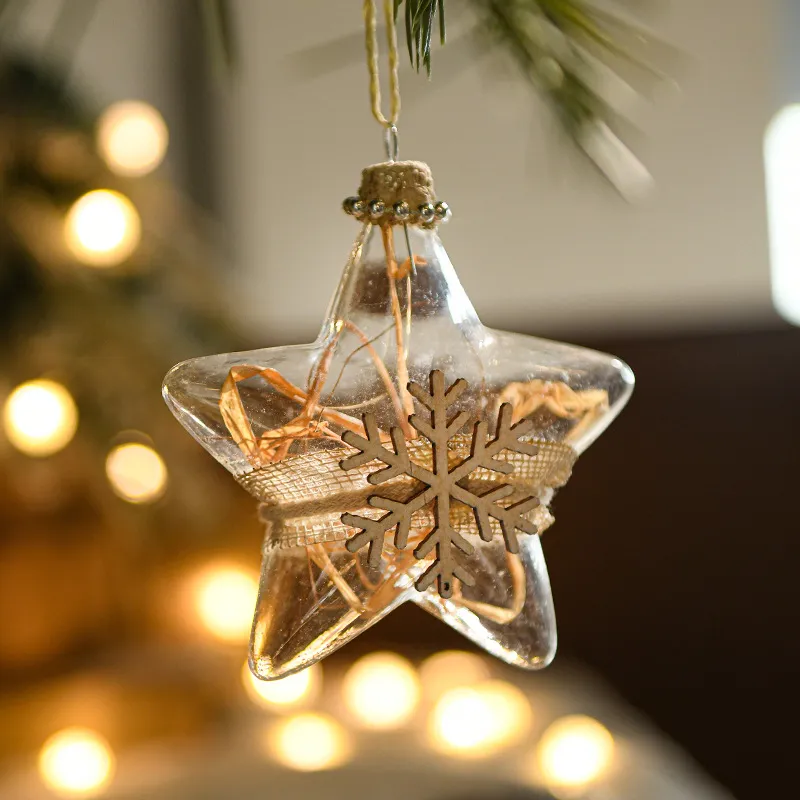Transparent Glass White Rhinestone and Sequin Christmas Hanging Ball