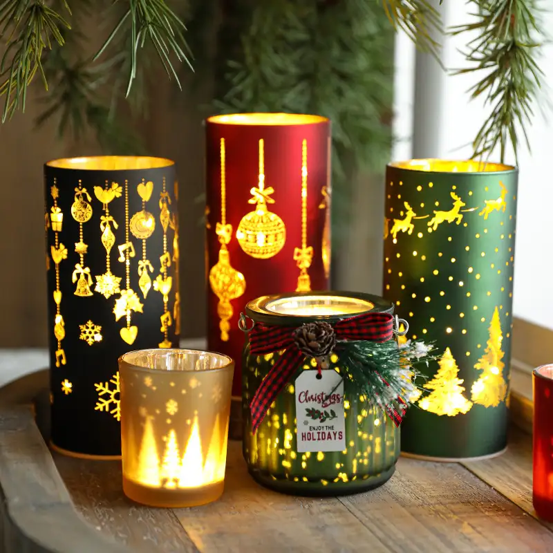Christmas light-up glass electronic candle holder ornament