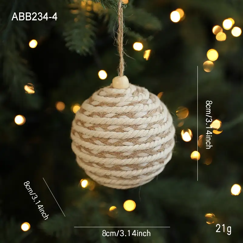 8公分麻繩纏繞球聖誕掛件