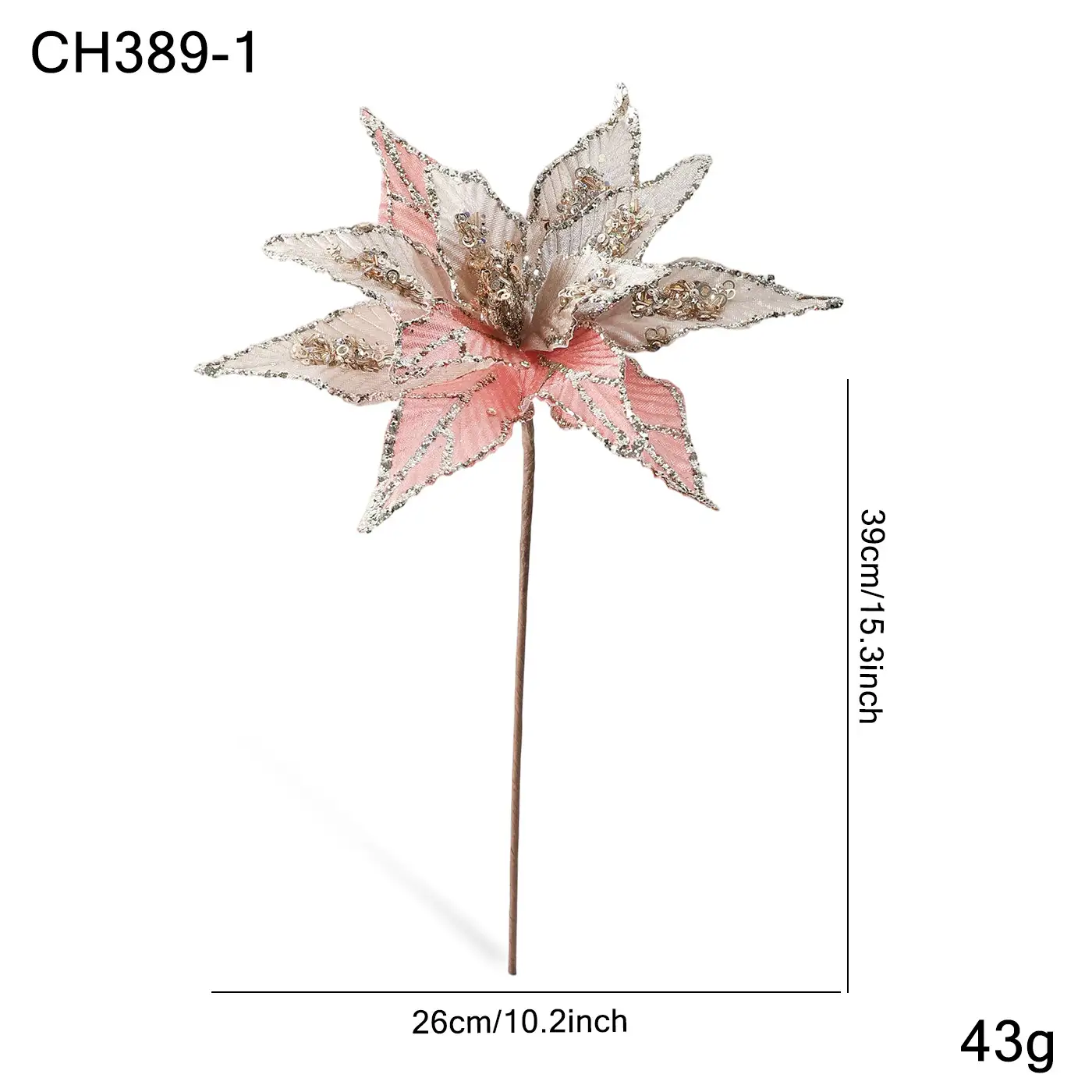 高檔香檳粉聖誕樹仿真網紗花